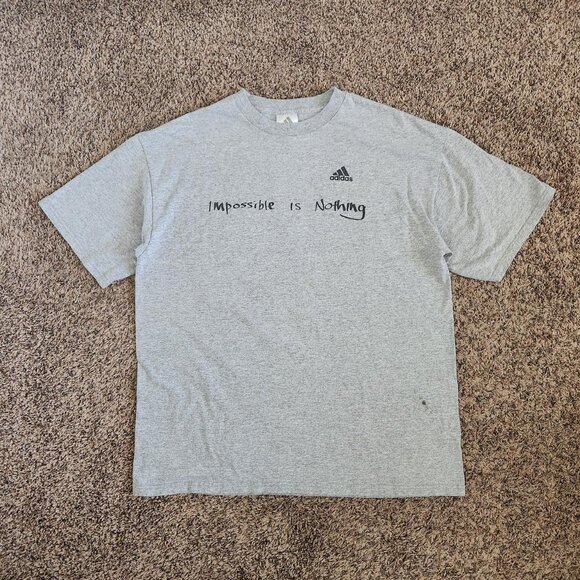 Adidas Impossible is Nothing T-Shirt Short Sleeve Grey Retro Sportswear Vintage - Picture 1 of 6